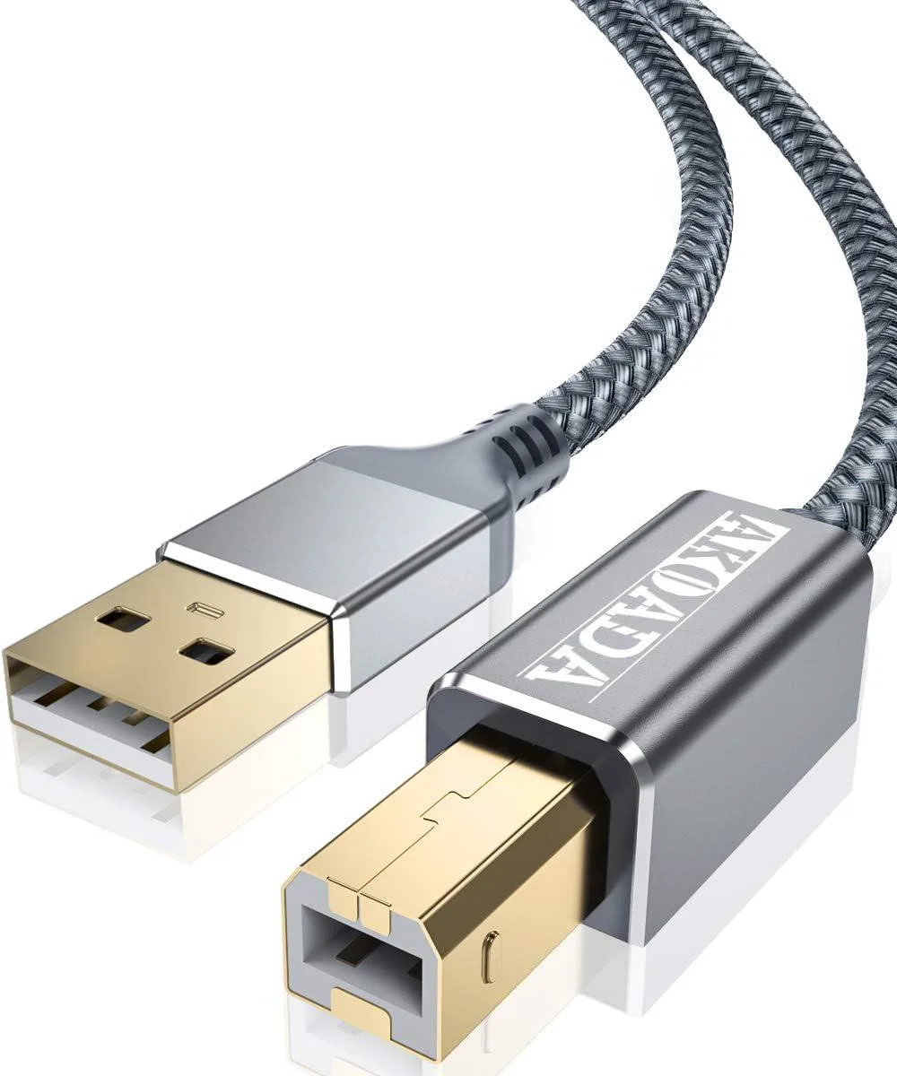 Black USB 2.0 printer cable 20ft Type A male to B male connectors