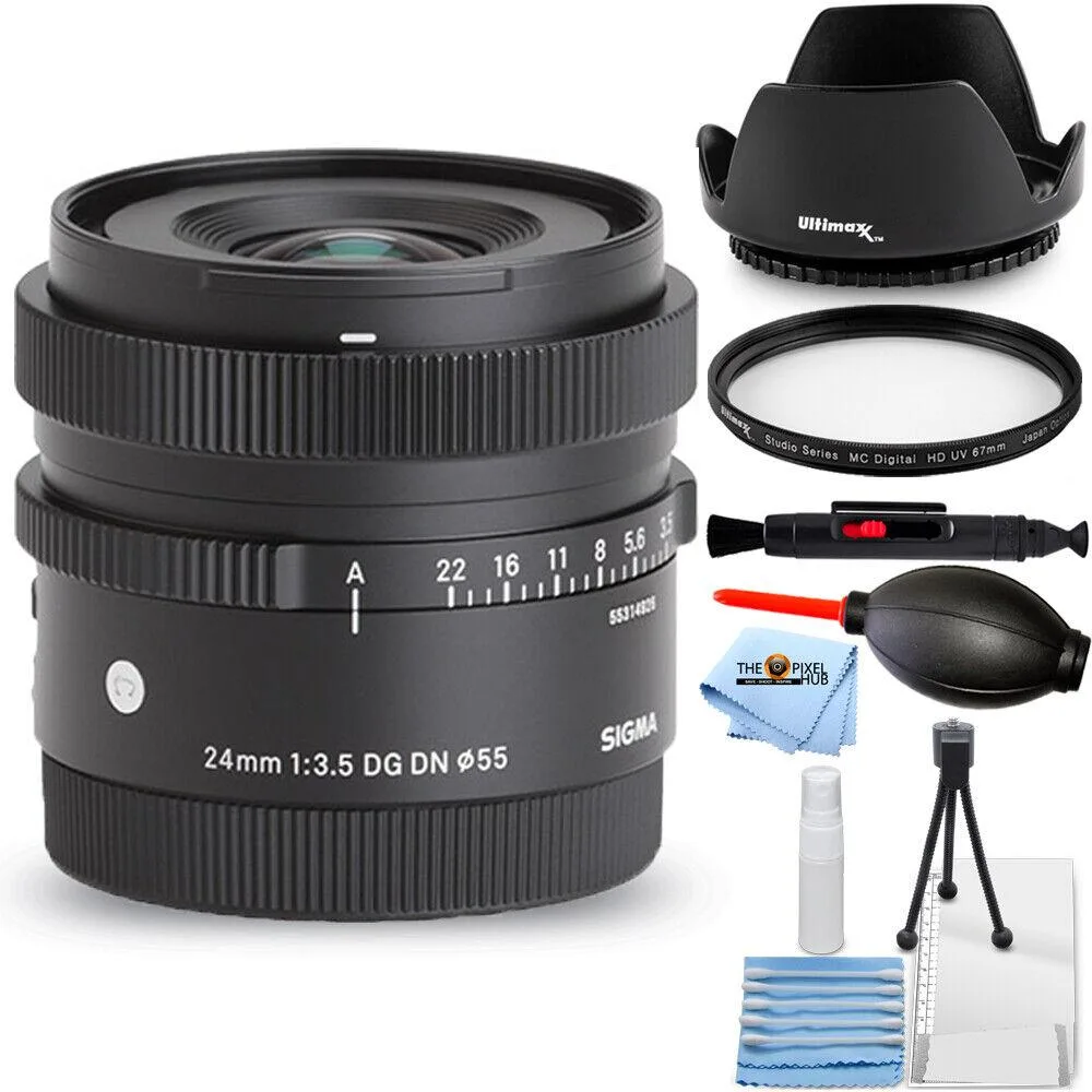 SIGMA SIGMA 24mm f/3.5 DG DN Contemporary Sony E UV Filter Bundle — product photo