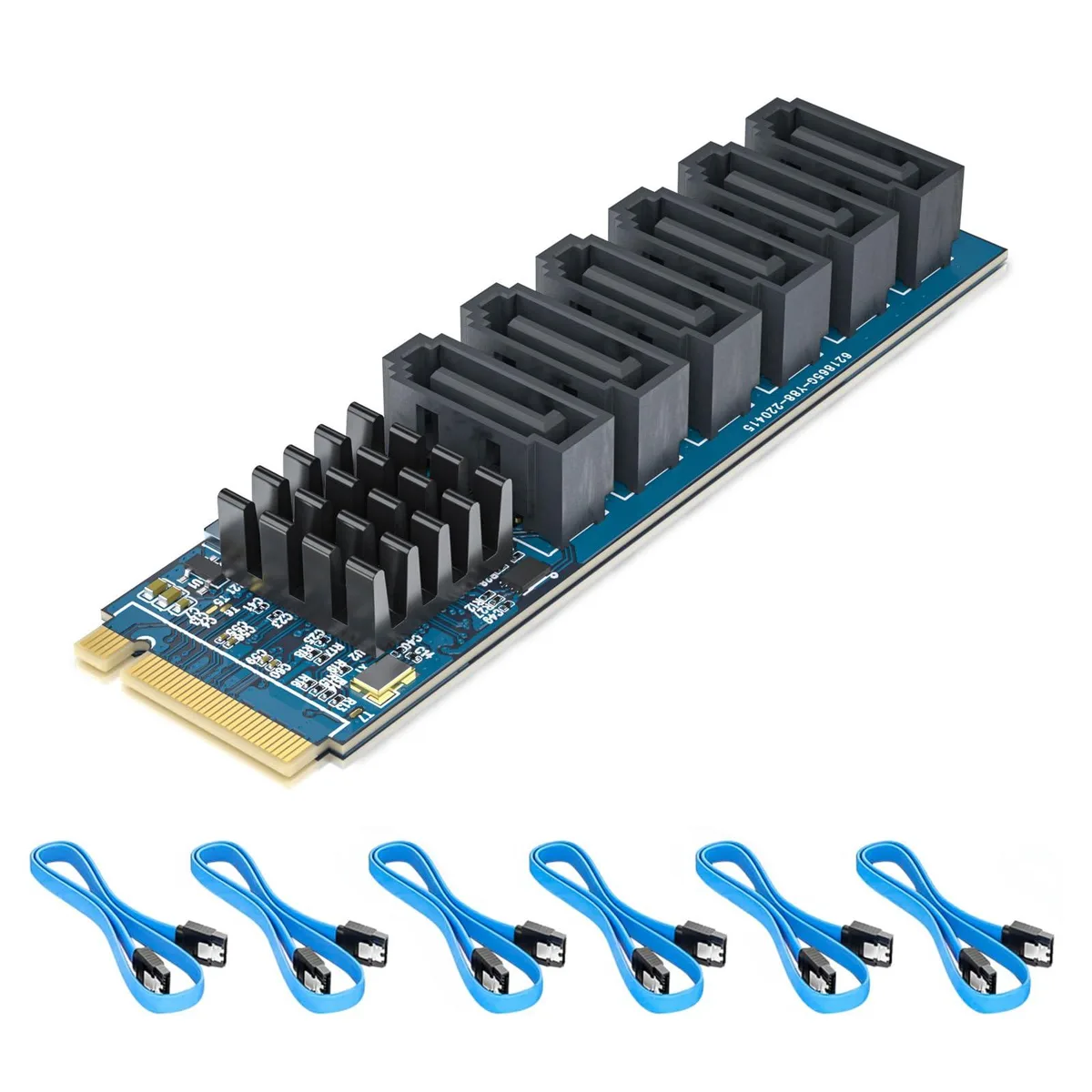 Vszerda Vszerda S933-6M M.2 M Key to 6 SATA adapter with 6 cables — product photo