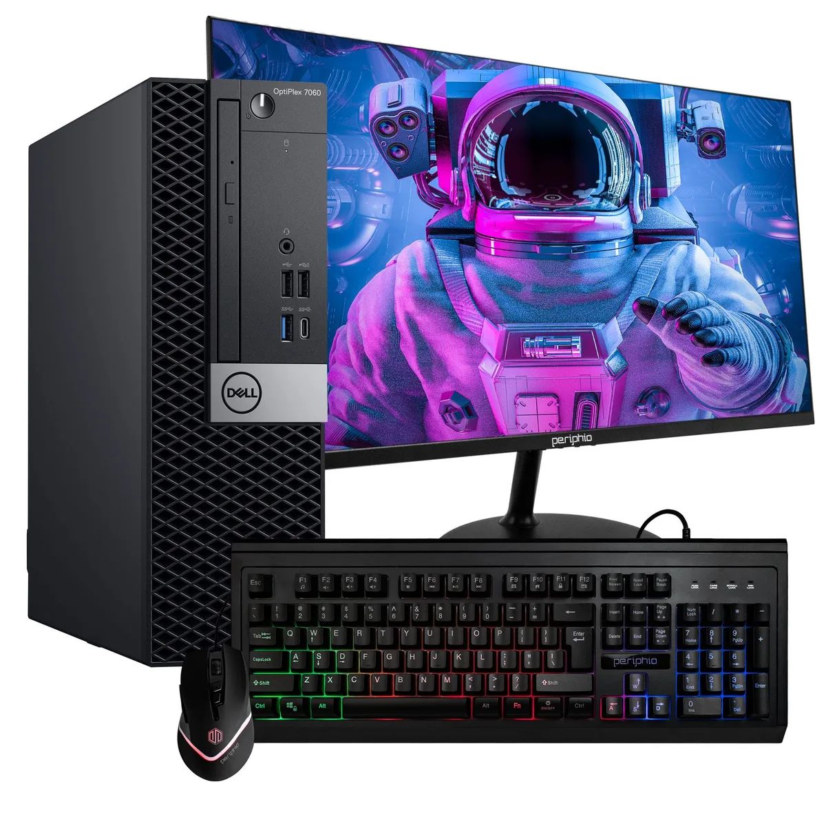 DELL Dell OptiPlex 7060 desktop PC i5-8500 3.2GHz 16GB DDR4 500GB SSD Windows 11 Pro 24in monitor — product photo