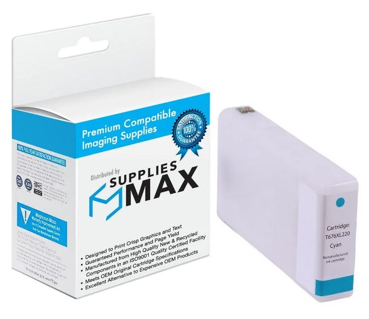 SuppliesMax SuppliesMax Epson T676XL220 Cyan High Yield Inkjet Cartridge 1200 Pages — product photo