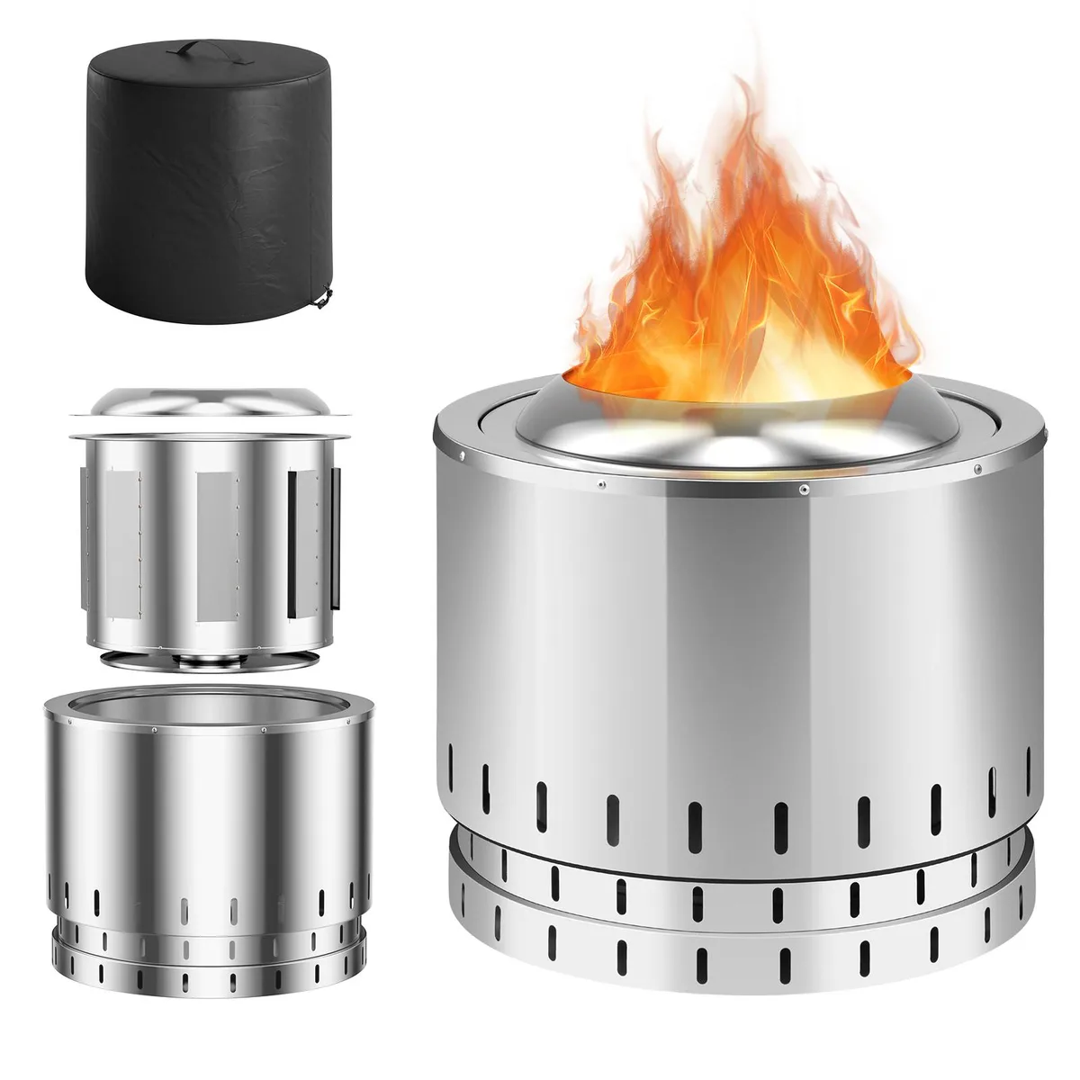 SlickBlue SlickBlue Smokeless Stainless Steel Fire Pit Silver 19.5" x 17" 26.5 lbs — product photo
