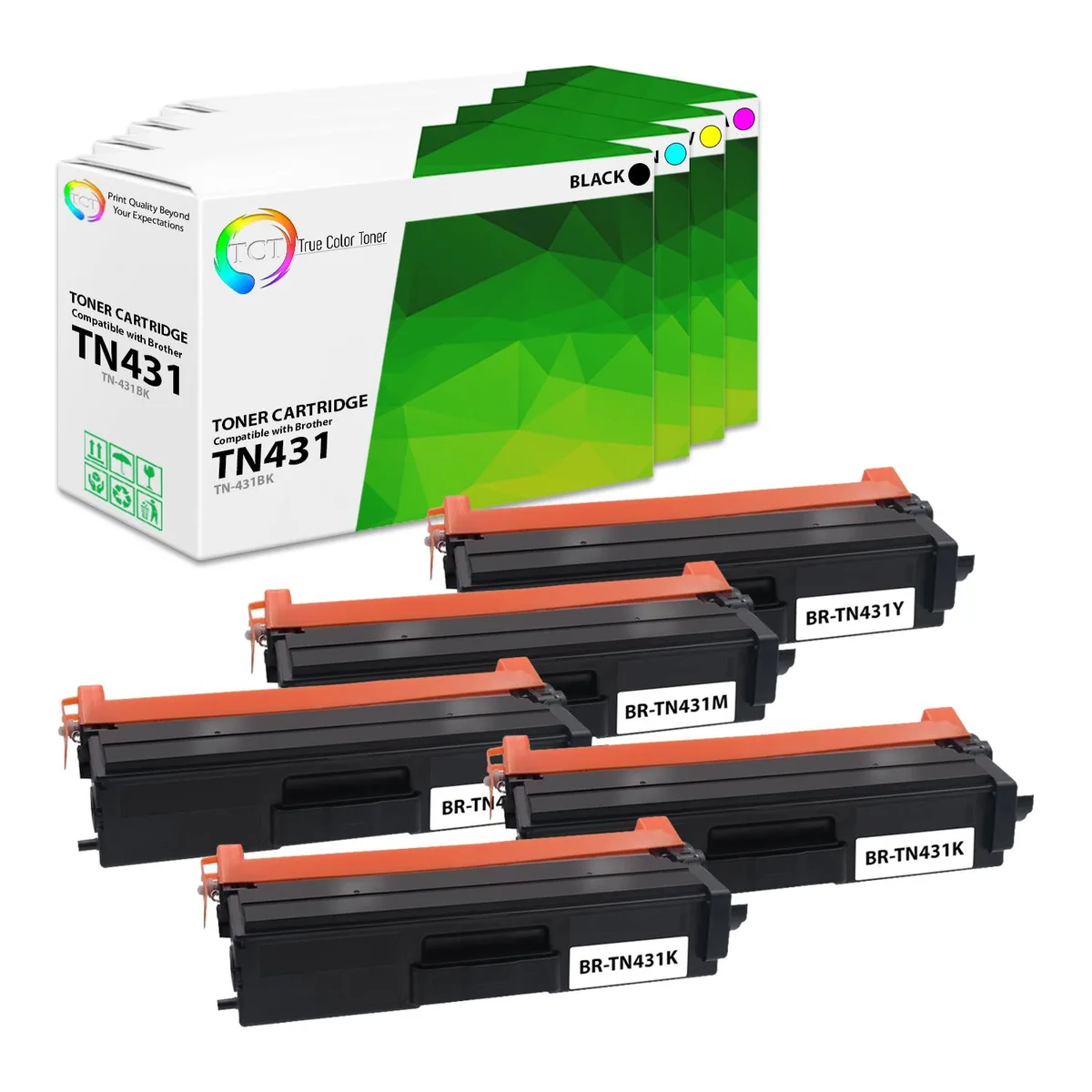 True Color Toner True Color Toner TN431 5 Pack Toner Cartridge 4 Colors 3000 1800 — product photo