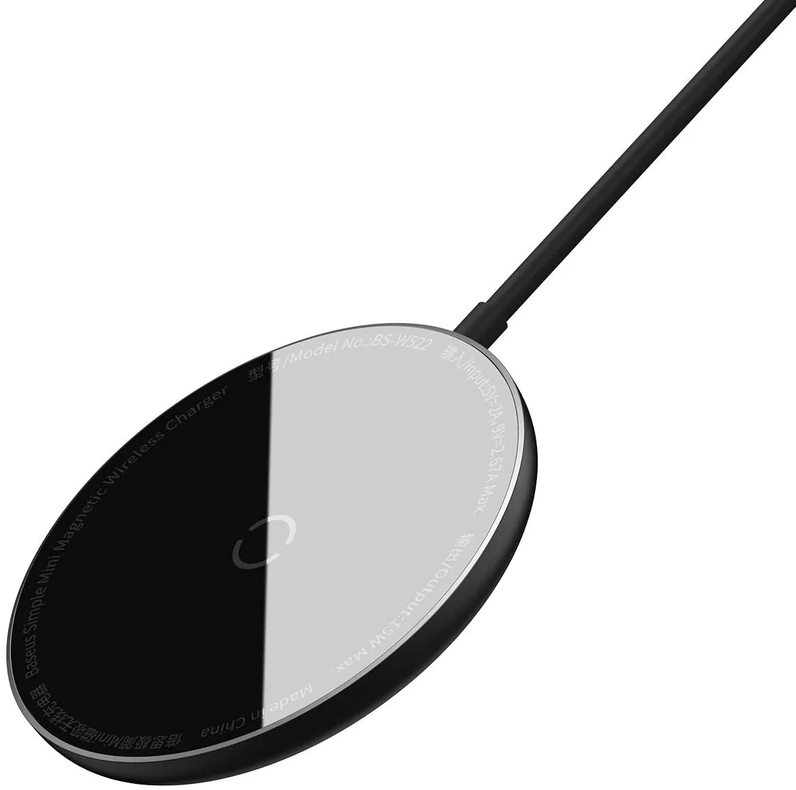 BASEUS BASEUS BS-W522 15W Mini Magnetic Wireless Charger with 4.92ft Type-C Cable — product photo