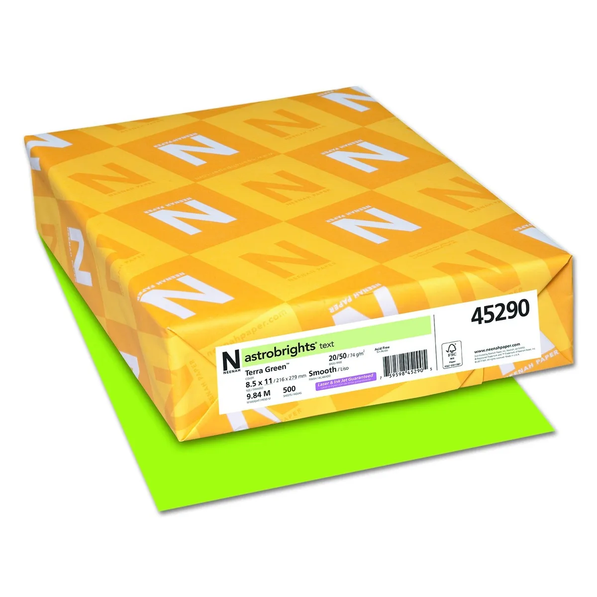 Neenah Paper Neenah Paper Terra Green 20 lb 8.5 x 11 500 sheets 45290 — product photo