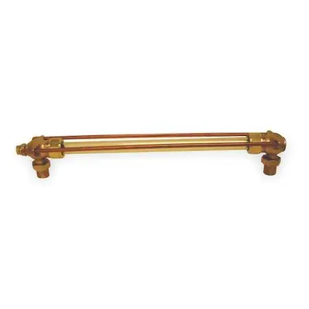Bronze expansion tank gauge with 12 in glass tube and two guard rods