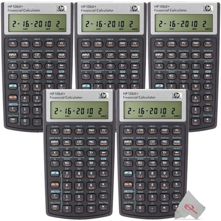 HP HP 10bII+ Financial Calculator Black 5 Pack — product photo