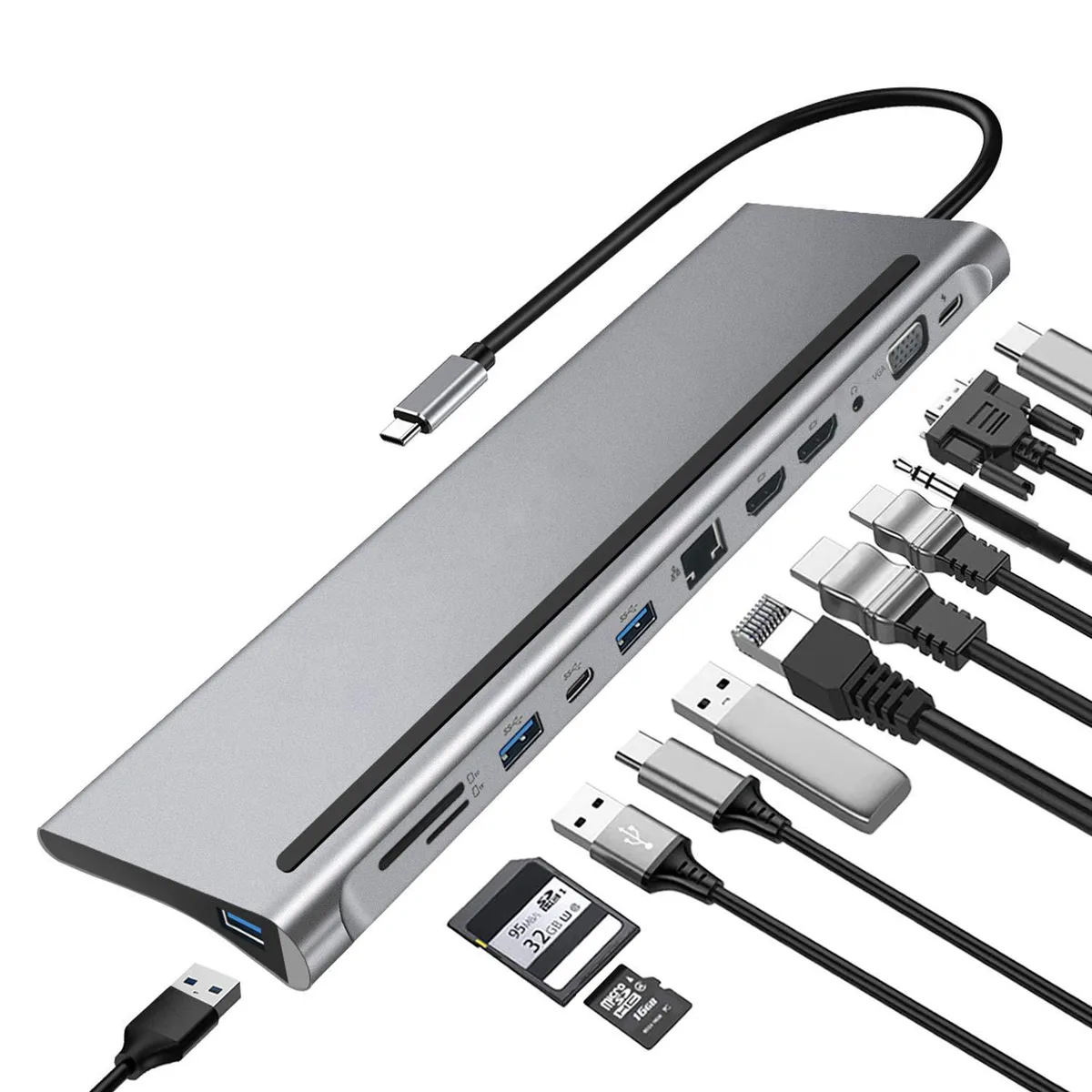 BONAEVER BONAEVER 12 in 1 USB C Hub Grey — product photo