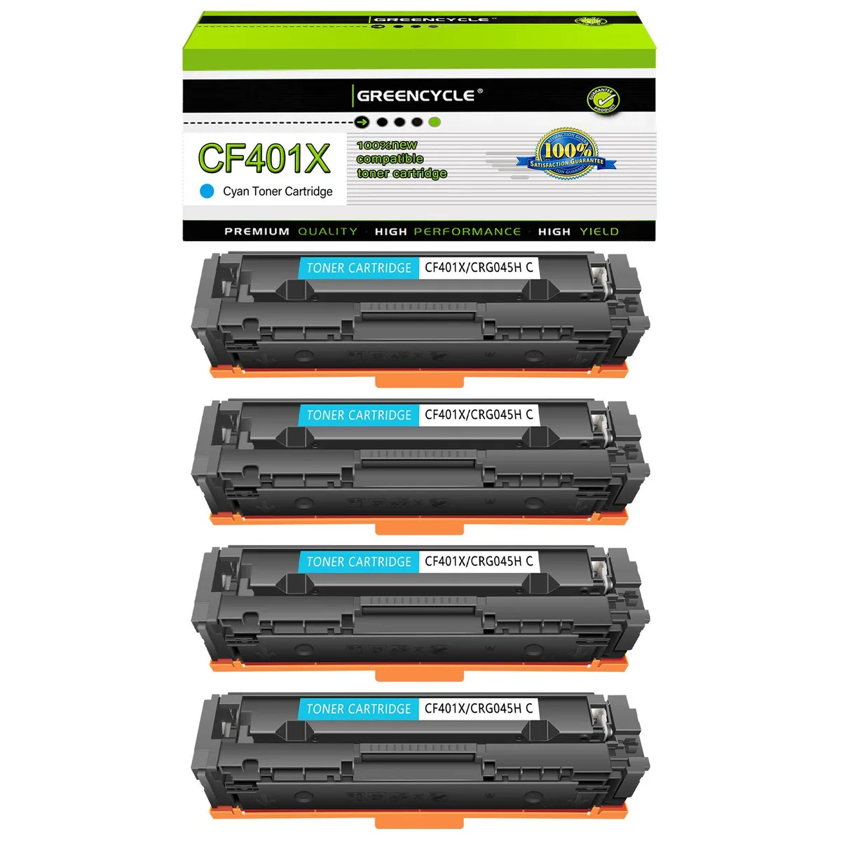 GREENCYCLE GREENCYCLE CF401X Cyan Toner Cartridge 4 Pack High-yield 2300 pages — product photo