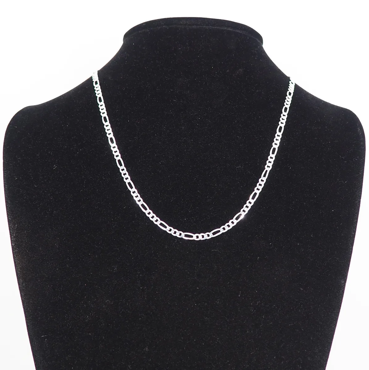 MST MST 925 Sterling Silver Figaro Chain Necklace 20 Inch 3.9mm Flat 8.25g — product photo