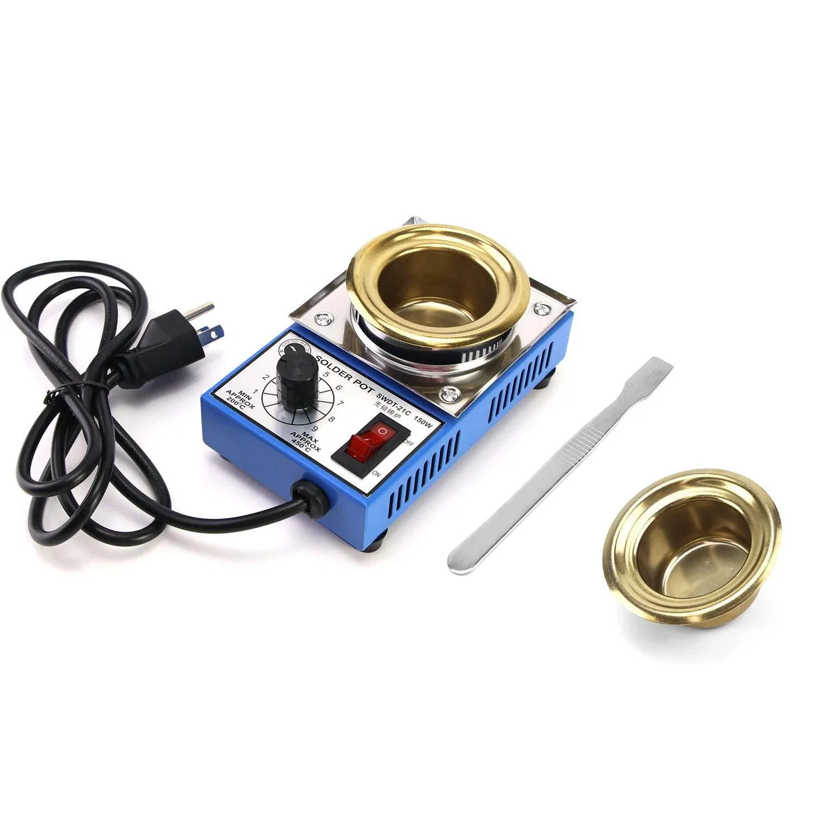 Stainless steel soldering pot with digital control and spare crucible