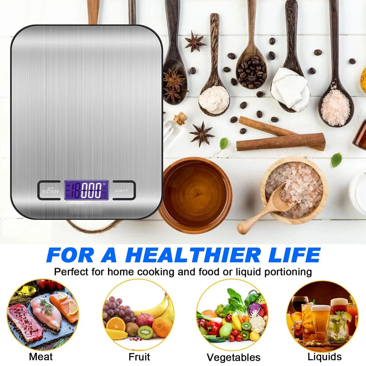 RAYBESTOS UNBRANDED RAYBESTOS UNBRANDED Digital Food Scale 22lb Stainless Steel — product photo