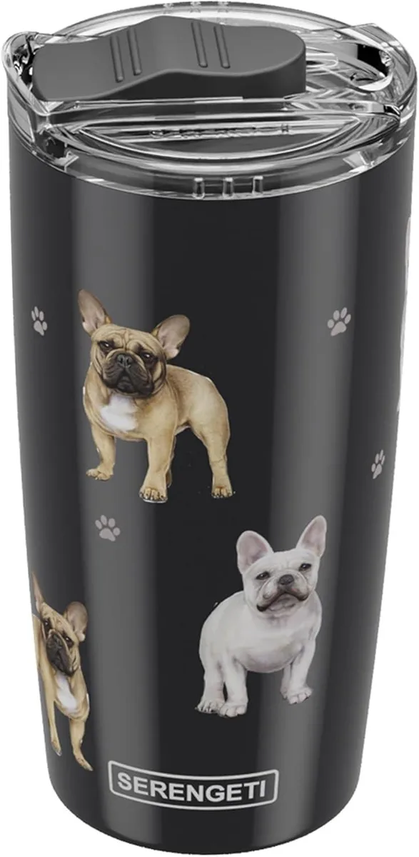 E&amp;S Pets E&amp;S Pets Serengeti 20 oz French Bulldog stainless steel tumbler with spill-proof lid — product photo