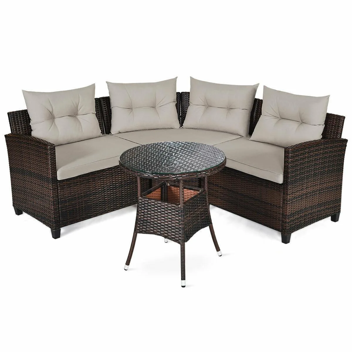 SlickBlue SlickBlue 4-Piece Rattan Sectional Set Brown 49.5" 31.5" 24 — product photo