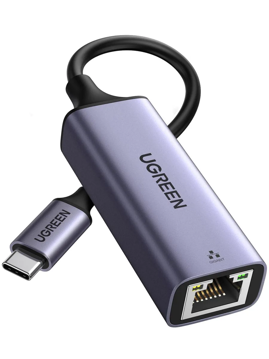 Space Grey USB-C to RJ45 adapter with aluminium case, compact dongle form factor
