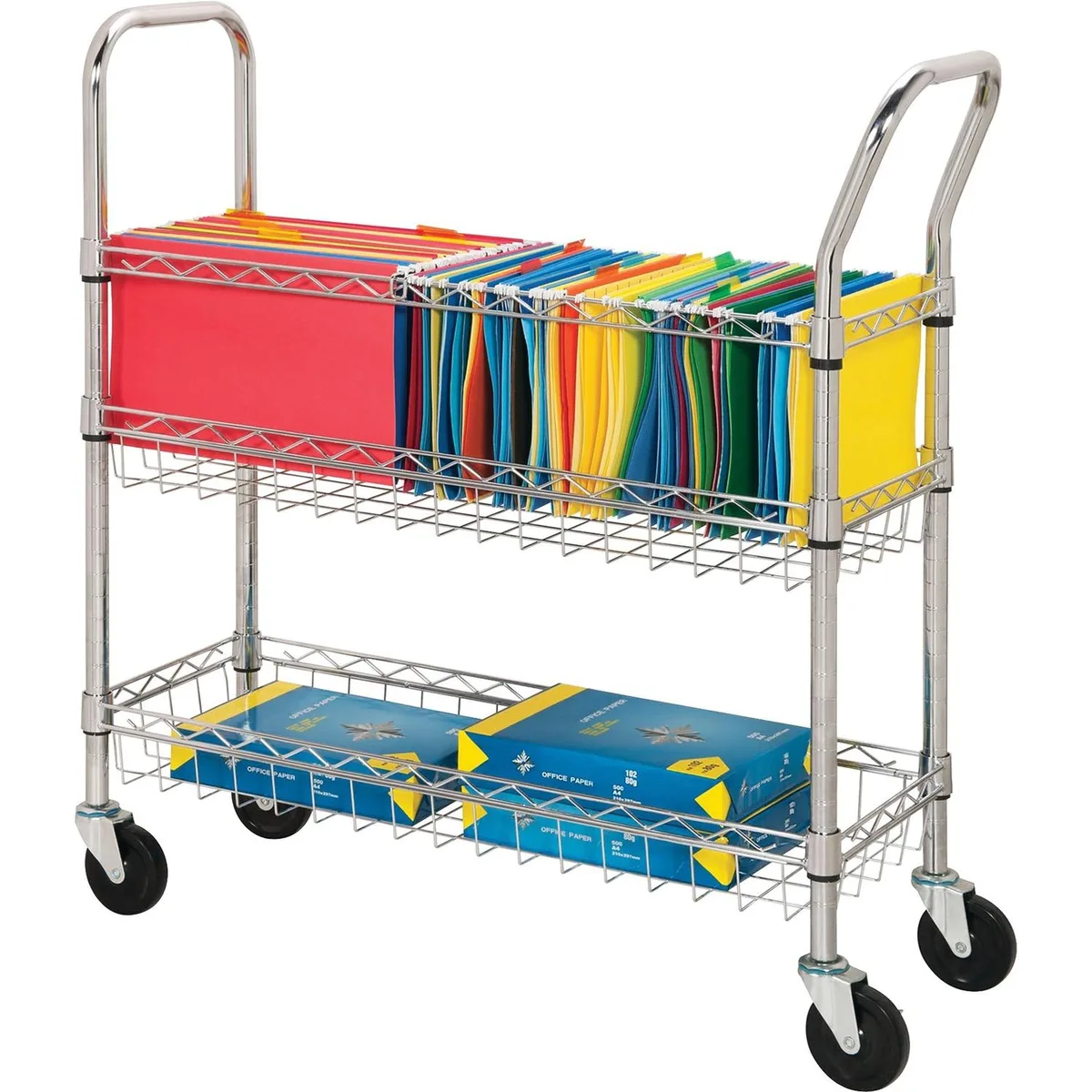 Lorell Lorell 84857 Wire Mail Cart 34x12x40 Chrome office furniture — product photo