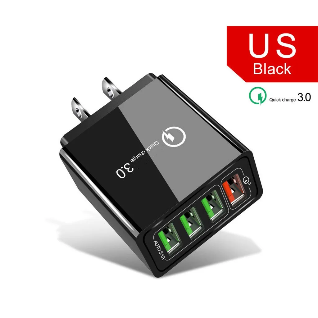 LUOM LUOM BK376 48W QC 3.0 4-Port USB Wall Charger Black — product photo