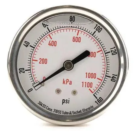 Value Brand Value Brand Commercial Pressure Gauge 0 to 160 psi 2 1/2 in Dial 1/4 in NPT — product photo