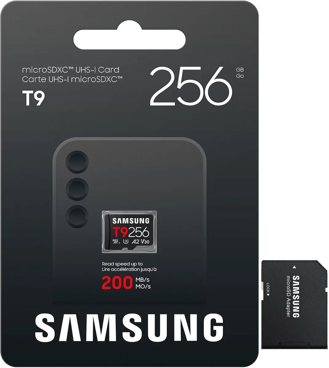 SAMSUNG SAMSUNG T9 microSDXC 256GB UHS-I U3 V30 A2 200MB/s MB-MH256T memory card — product photo