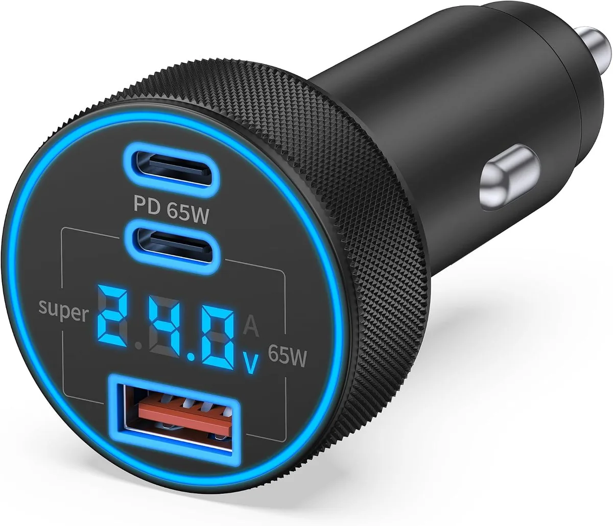 Hamzan Hamzan 130W 3-Port Car Charger USB-C Voltage Display — product photo
