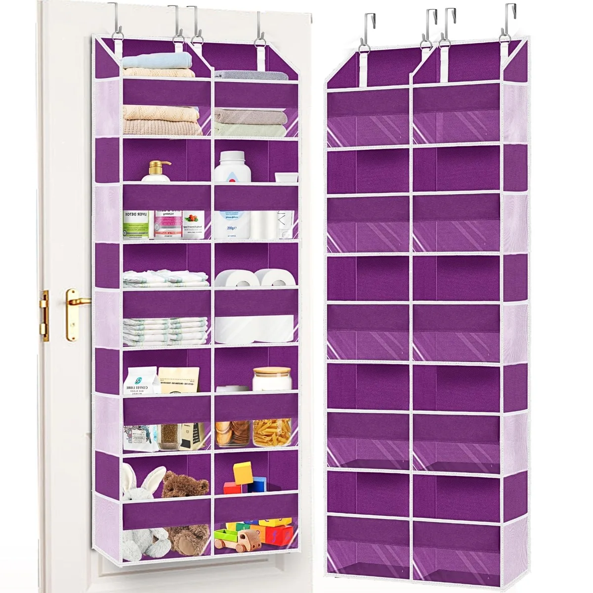Ofiray-home Ofiray-home Over the Door Organizer 5-Tier 10 Compartments 20in 80lb Purple — product photo