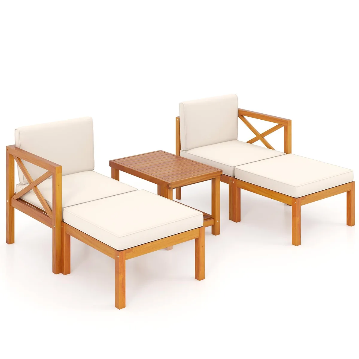 SlickBlue SlickBlue 5-Piece Acacia Wood Patio Lounge Set White — product photo