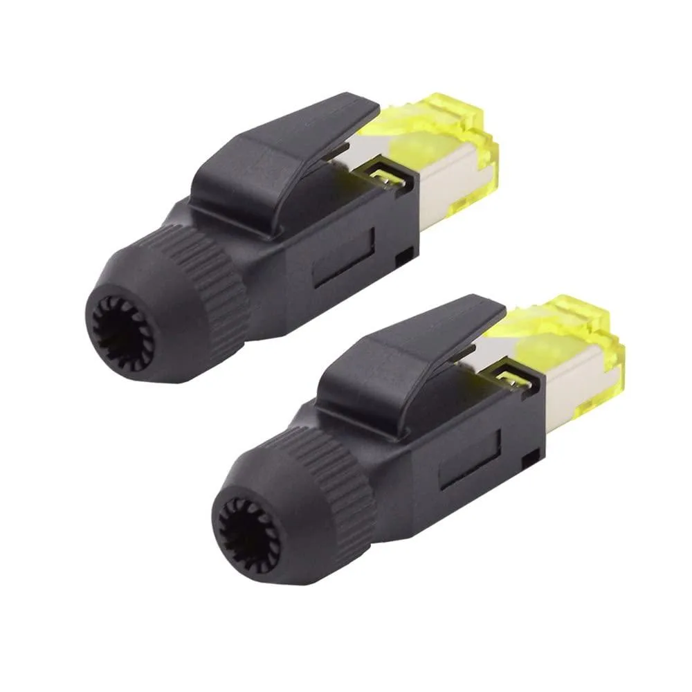 LORDWORLD LORDWORLD RJ45 Shield Plug Cat6 8P8C Crimp 24-28 AWG 6.0-7.0mm 15U Gold 2pcs — product photo