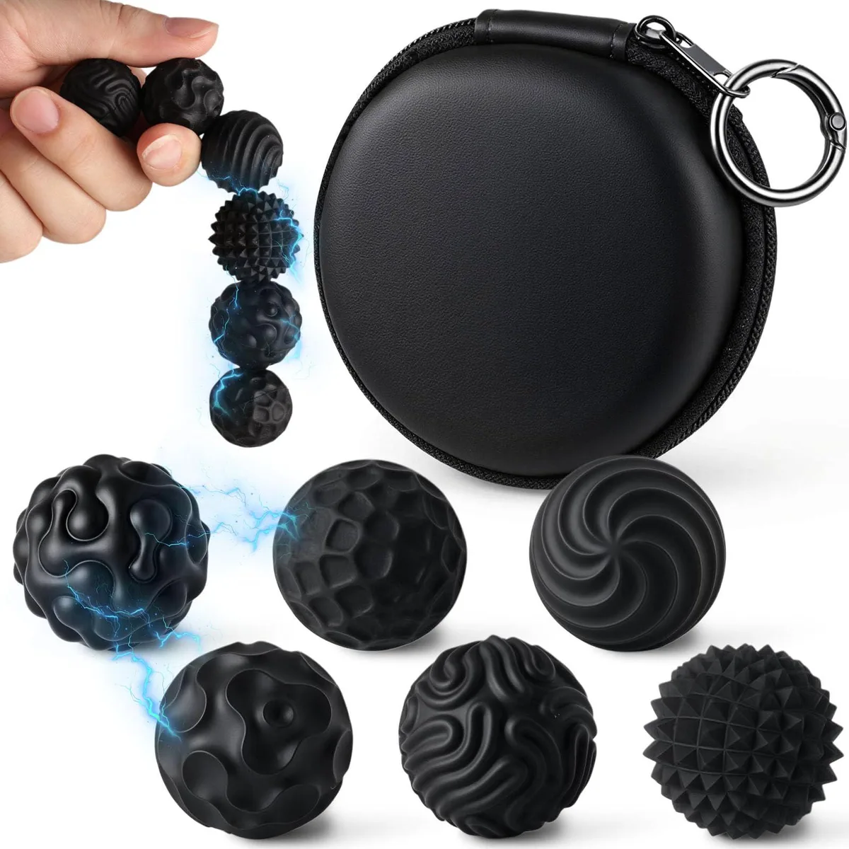  6PCS Magnetic Fidget Balls Black Silicone Educational — product photo