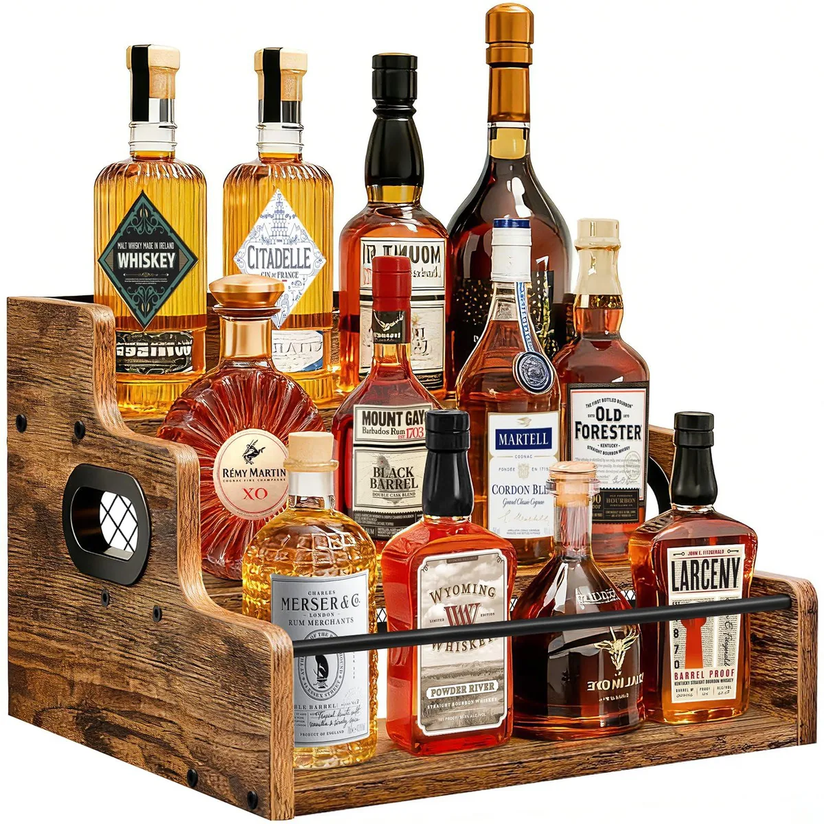 Liquor Bottle Display Shelf 3 Tier Countertop 11.1"D x 10.1"W x 13.2"H — product photo