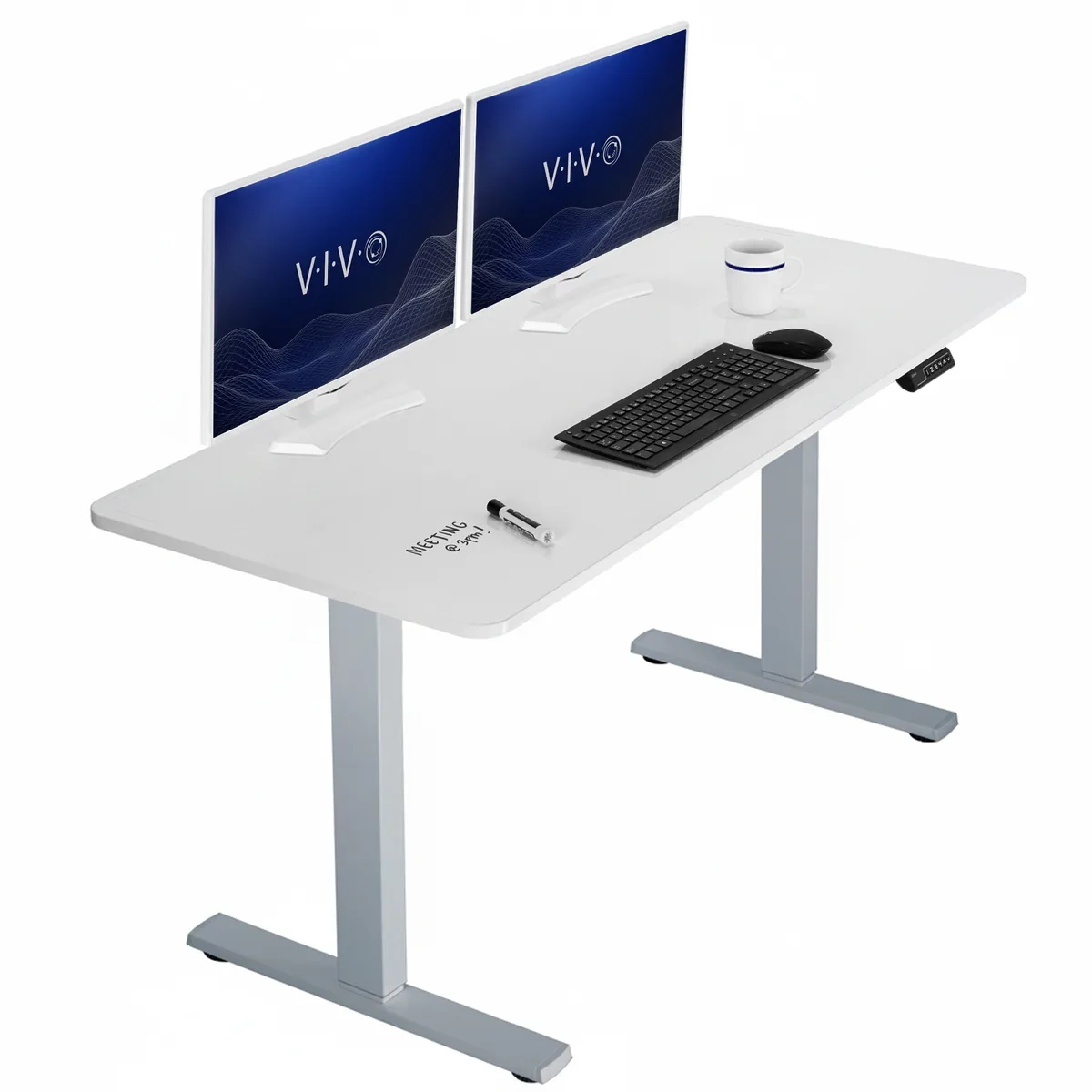 VIVO VIVO Electric 60 x 24 Stand Up Desk White Dry Erase Gray Frame — product photo