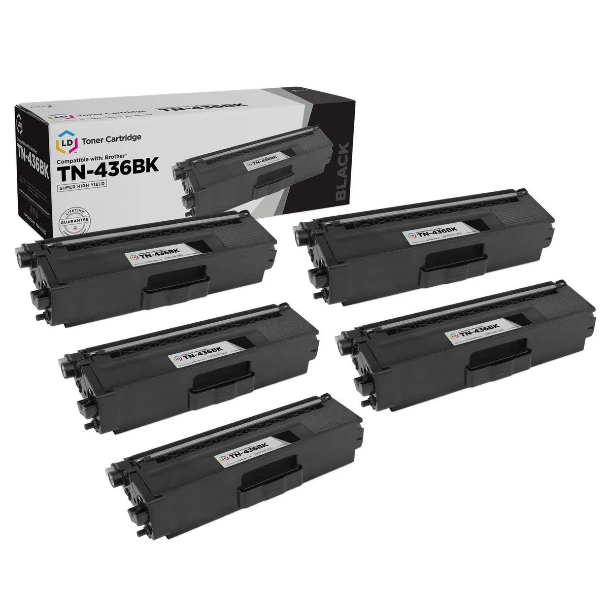 LD Products LD Products Compatible Toner Cartridge TN-436 Black 6500 Pages 5-Pack — product photo