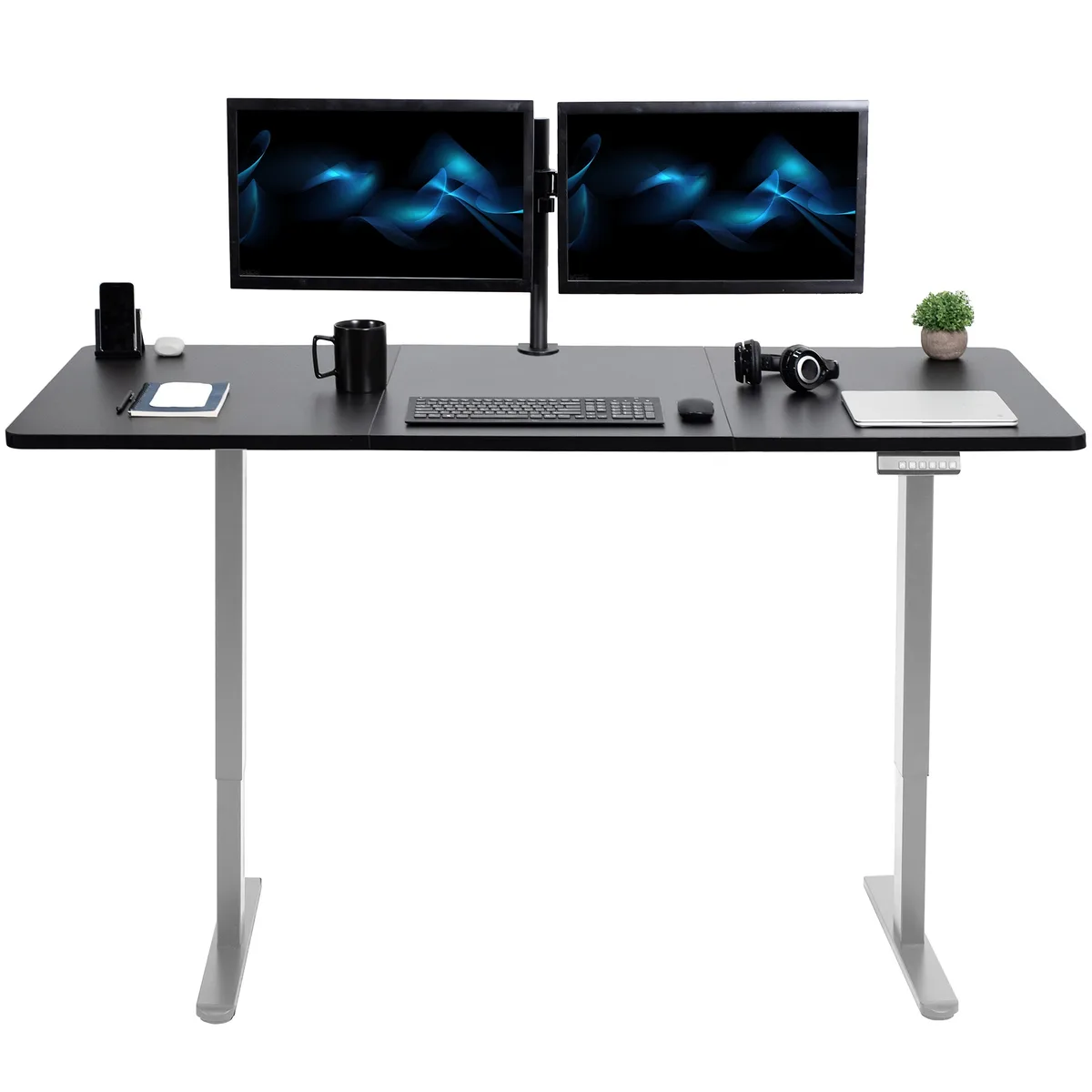 VIVO VIVO Electric Dual Motor Standing Desk 71 x 30 Black Top Gray Frame — product photo