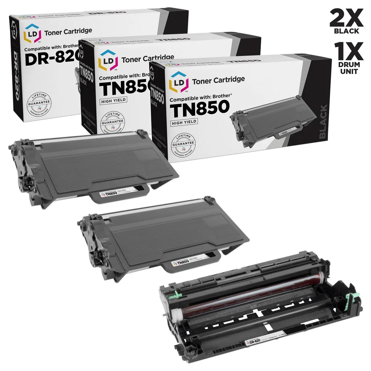 Brother Brother TN850 / DR820 Compatible Toner &amp; Drum Pack (2 Toners, 1 Drum) — product photo