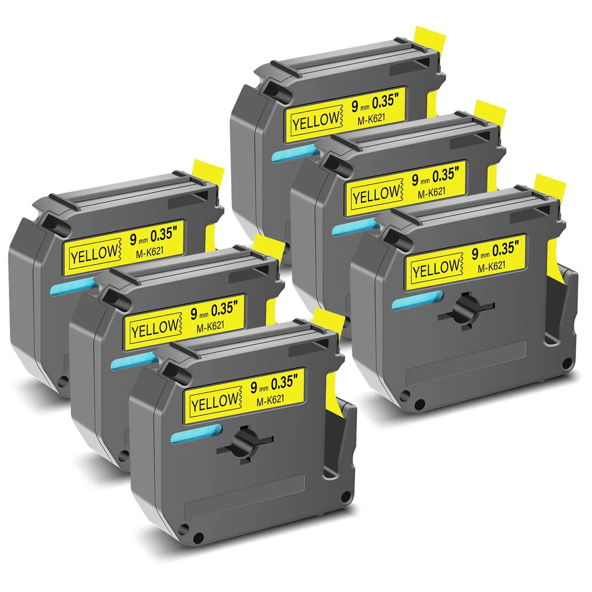 GREENCYCLE GREENCYCLE MK-621 label tape 9mm 8m black on yellow 6 pack — product photo