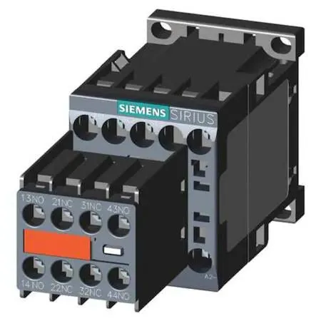 Compact grey IEC contactor, screw terminals, DIN rail mount, 1.5 in wide, 2.45 in high