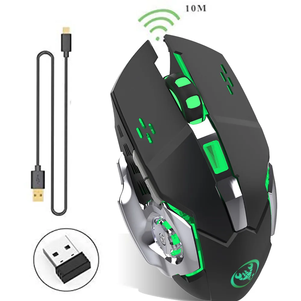 Hitoor Hitoor 2.4 GHz Wireless Gaming Mouse 600 mAh 7-Color Backlit Black — product photo