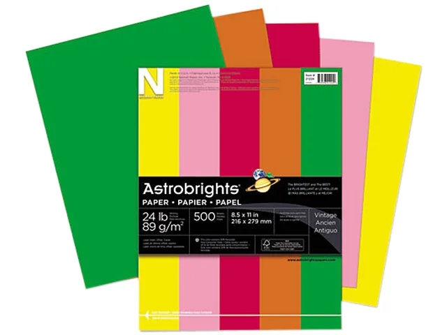 Wausau Paper Wausau Paper 21224 Colored Paper 24lb 8-1/2 x 11 Assortment 500 Sheets — product photo