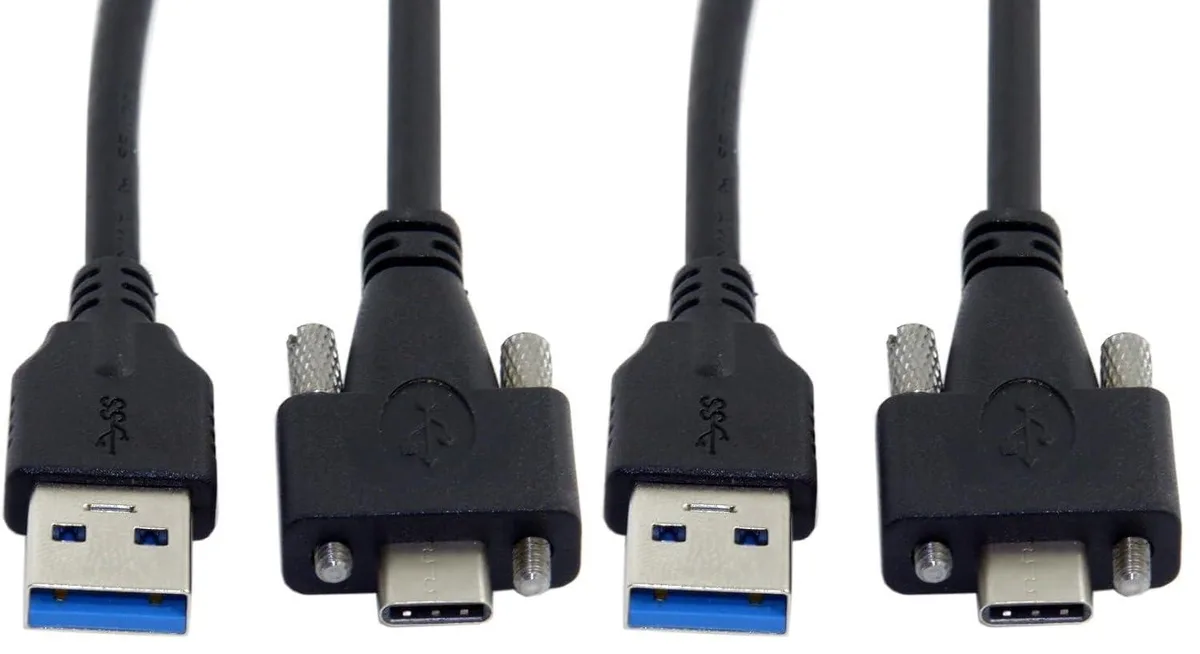 LORDWORLD LORDWORLD USB 3.1 Type-C Dual Screw Locking to USB 3.0 Cable 1.2m Panel Mount Pack of 2 — product photo
