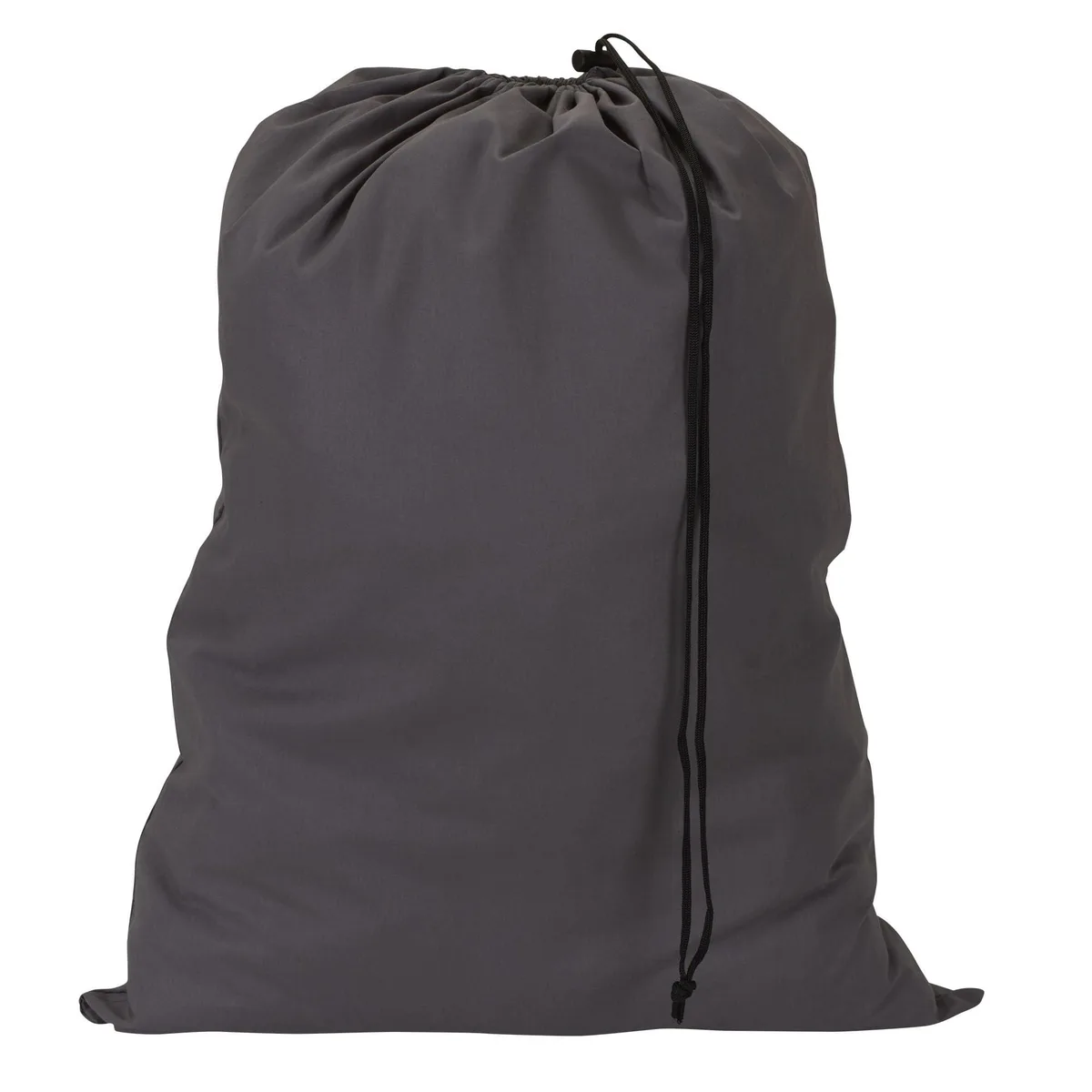 Rectangular beige cotton laundry bag with drawstring closure
