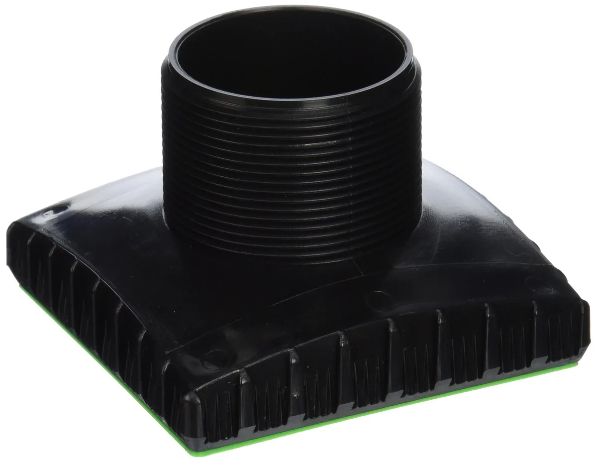 Twelve black square drain risers with plugs in a pack