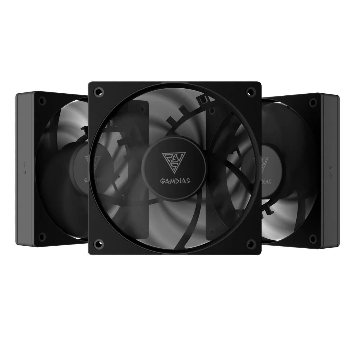 GAMDIAS Technology GAMDIAS NOTUS M1 3-fan pack 120mm black 57.56 CFM 1.75 mmH2O 25 dBA 400-1600 RPM — product photo