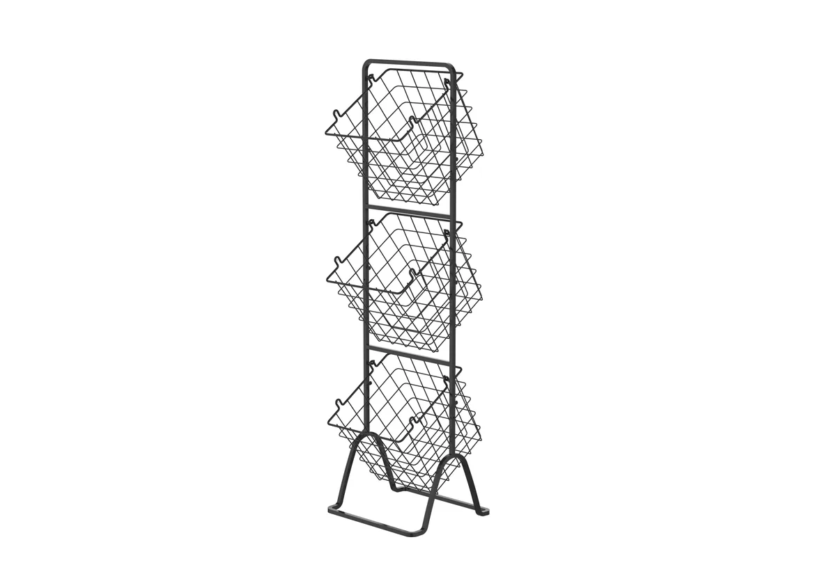 Oceanstar Design Oceanstar Design 3-Tier Wire Basket Stand Black 10.8" x 11.8" x 42.6 — product photo