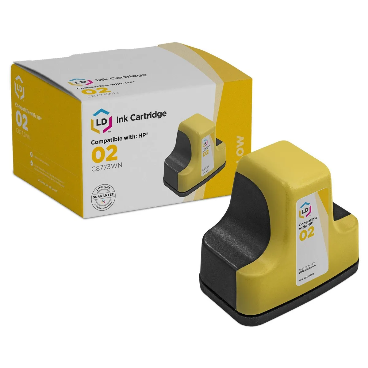 LD Products LD Products Replacement for HP 02 Yellow Ink Cartridge C8773WN Single Pack 500 Pages — product photo
