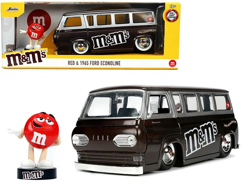 Jada Jada 1965 Ford Econoline Bus Brown Metallic Silver Red M&amp;M's Figurine Hollywood Rides 1/24 Diecast 32027 — product photo