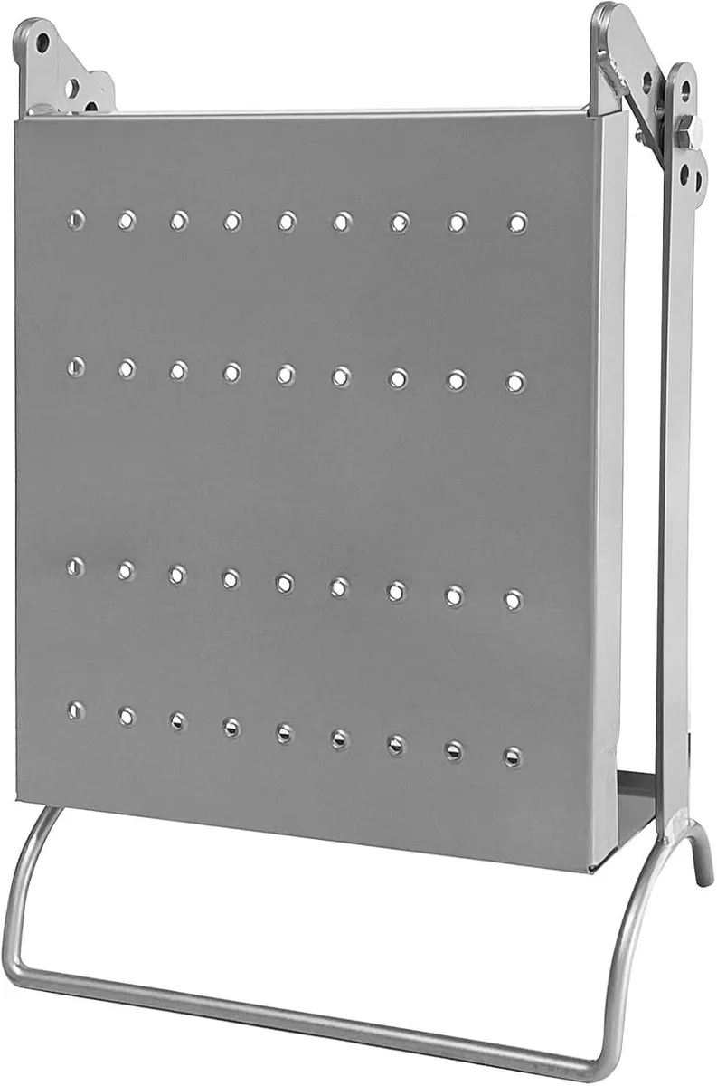 Adjustable steel ladder platform with anti-slip surface, 12 by 10.5 inches, 400 lb capacity