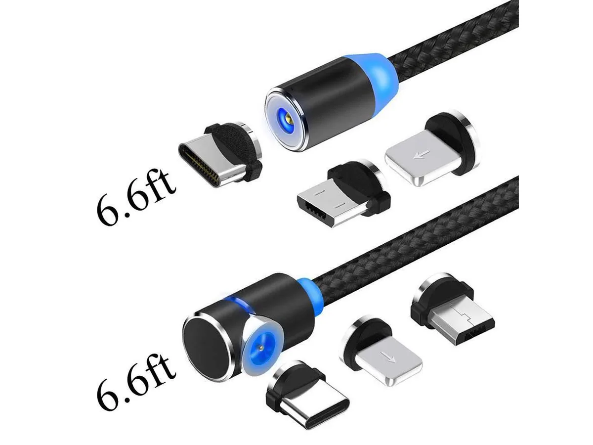 IXJYLCPC IXJYLCPC 3-in-1 Magnetic USB Cable 2-Pack 6.6ft Black — product photo