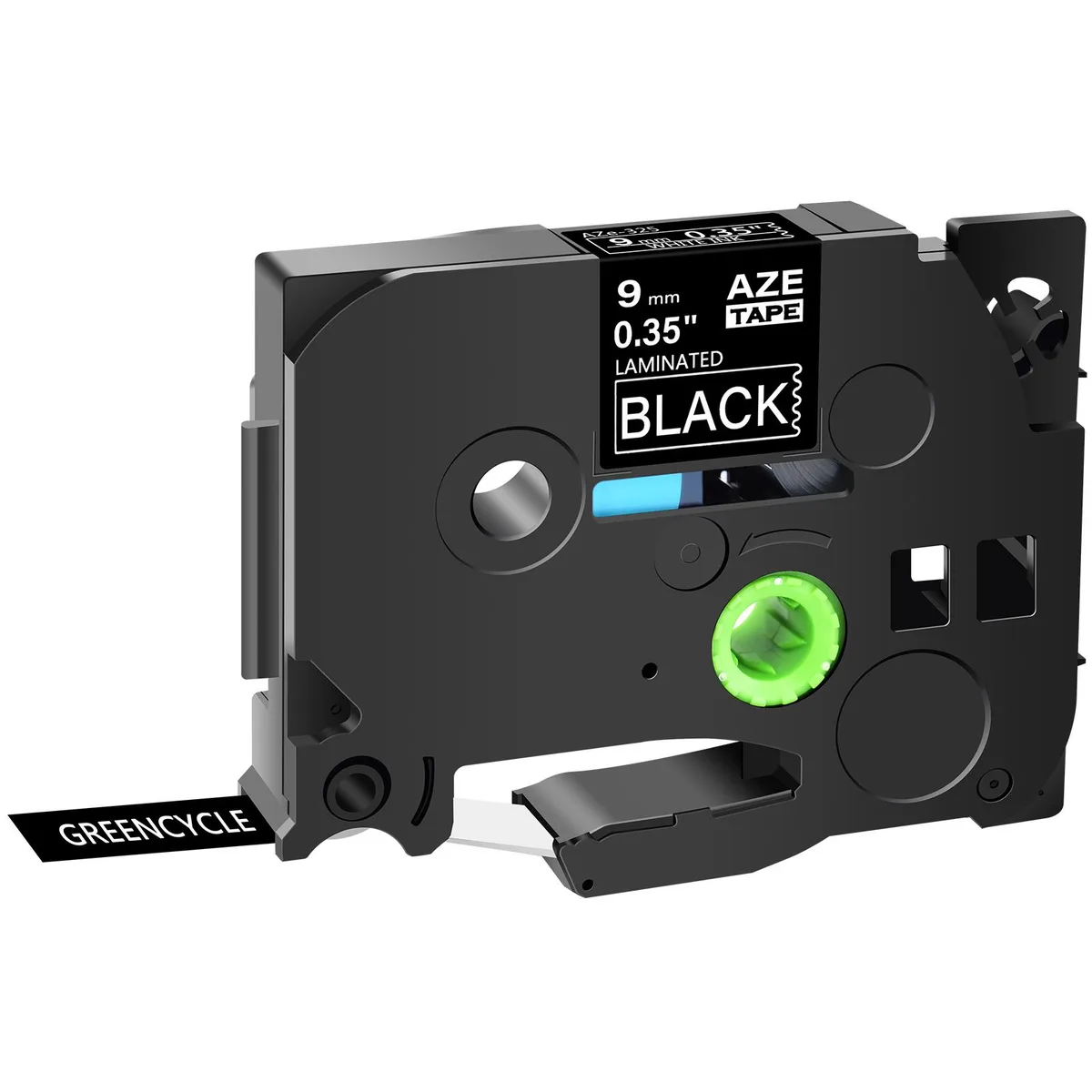 GREENCYCLE GREENCYCLE AZE-325 label 9mm white on black 1 pack — product photo