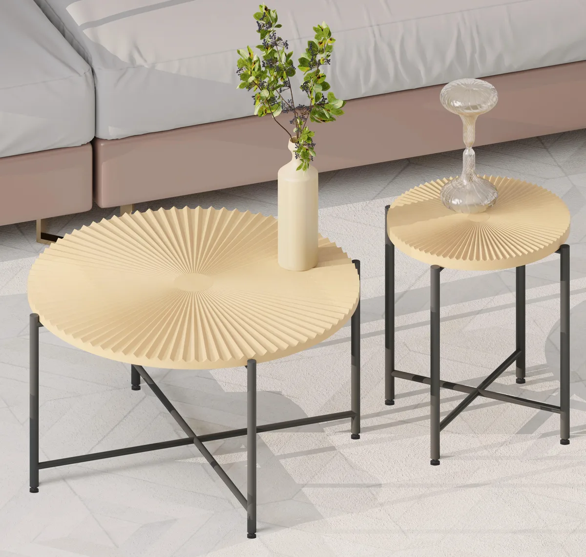 tuphen tuphen Radial Pattern 2-Piece Coffee and End Table Set Technical Wood — product photo