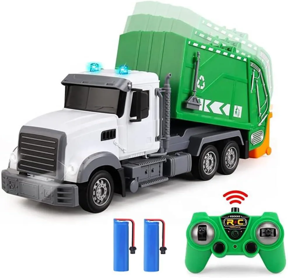 usbroway usbroway 2.4G RC Garbage Truck Toy 6 Channel Lights Green 2 Batteries — product photo