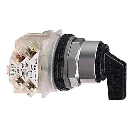 Black 30 mm selector switch with extended lever and chrome bezel